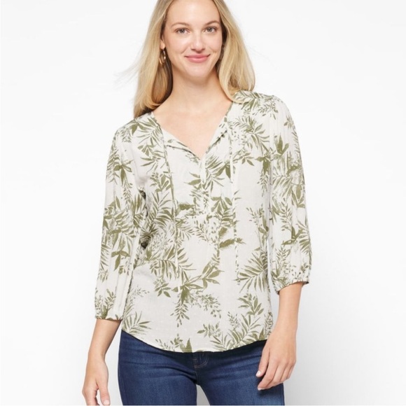 Papermoon Tops - Paper Moon Green Leaf Long Sleeve Blouse M